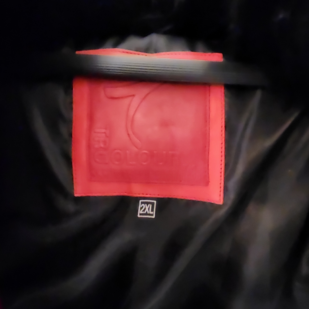 Luxury Mens Red Lamb Leather parka with black fox collar - Picture 4 of 4